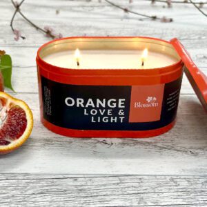 Orange Love & Light Limited Edition Candle in orange tin